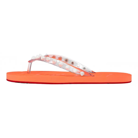 Christian Louboutin Loubi Flip Spikes Donna Flat Drag Thong Flip Flop Sandal 38 - Picture 3 of 12